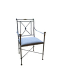 Eleganter Metallsessel – Neoklassizistisch – Stahl & Messing – Gepolsterter Sitz – Italienisches Design