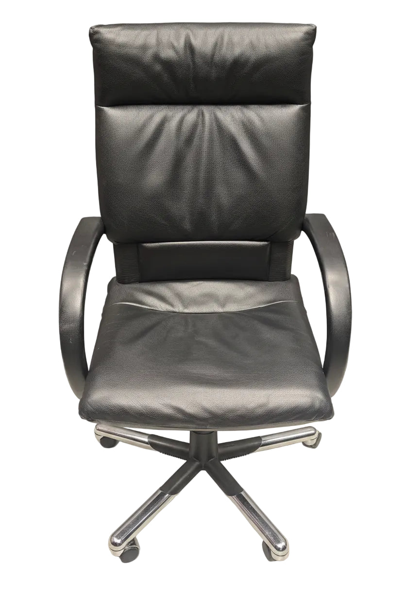 Vitra 50 Bürodrehstuhl – Schwarzes Leder