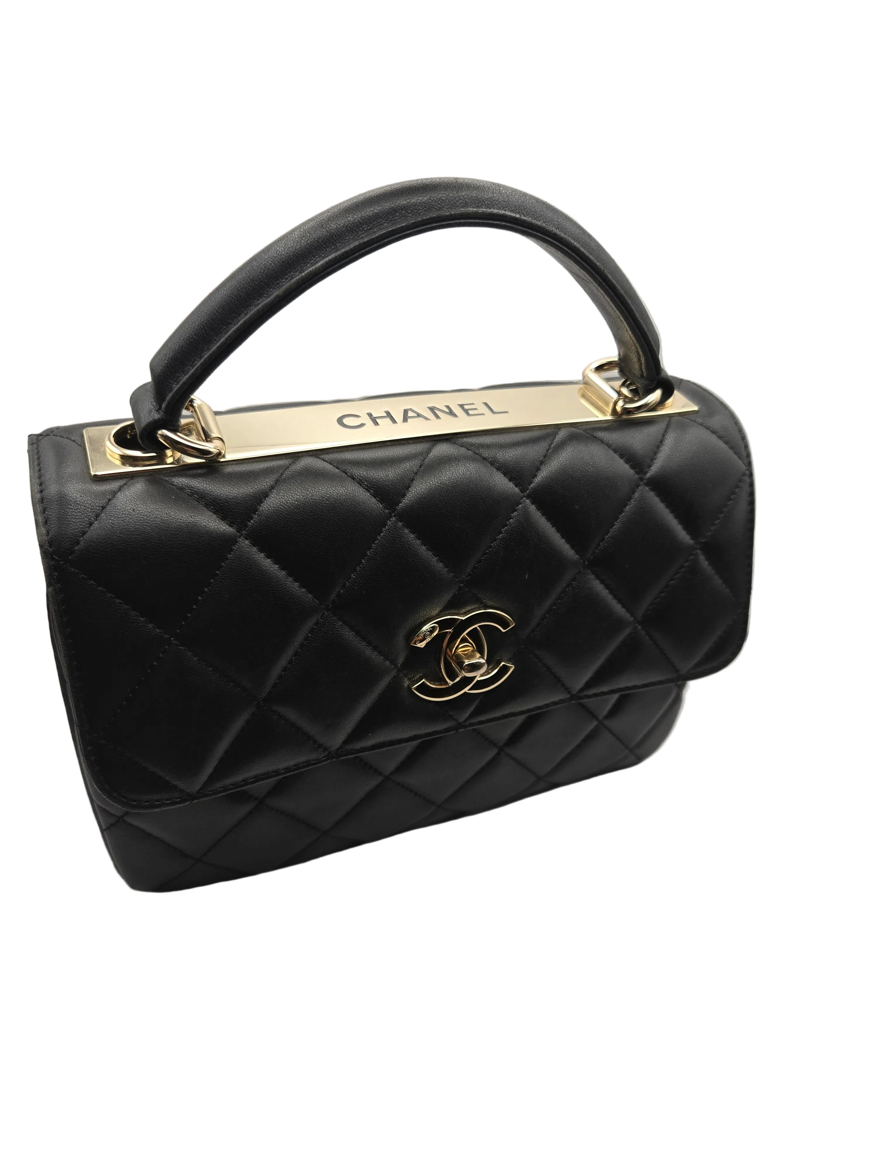 Chanel Trendy CC Top Handle Bag Schwarz Lammfell