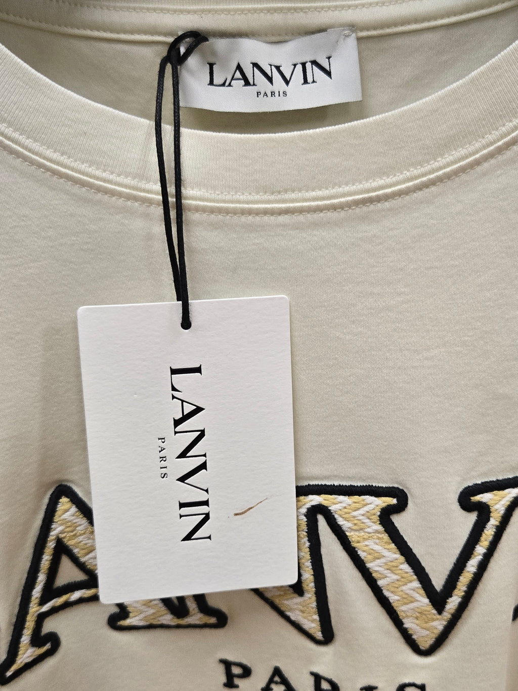 Lanvin Paris T-Shirt Creme Bestickt