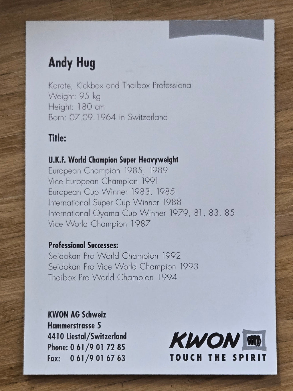 Andy Hug Limited Edition Collectors Box Set Nr. 1432
