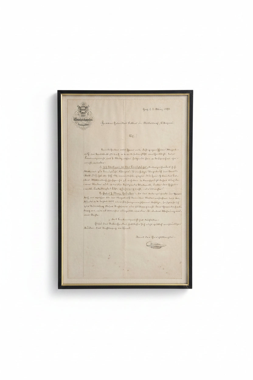 Gerichtskanzlei Kanton Zug Originalbrief 1875 Handgeschrieben Gerahmt