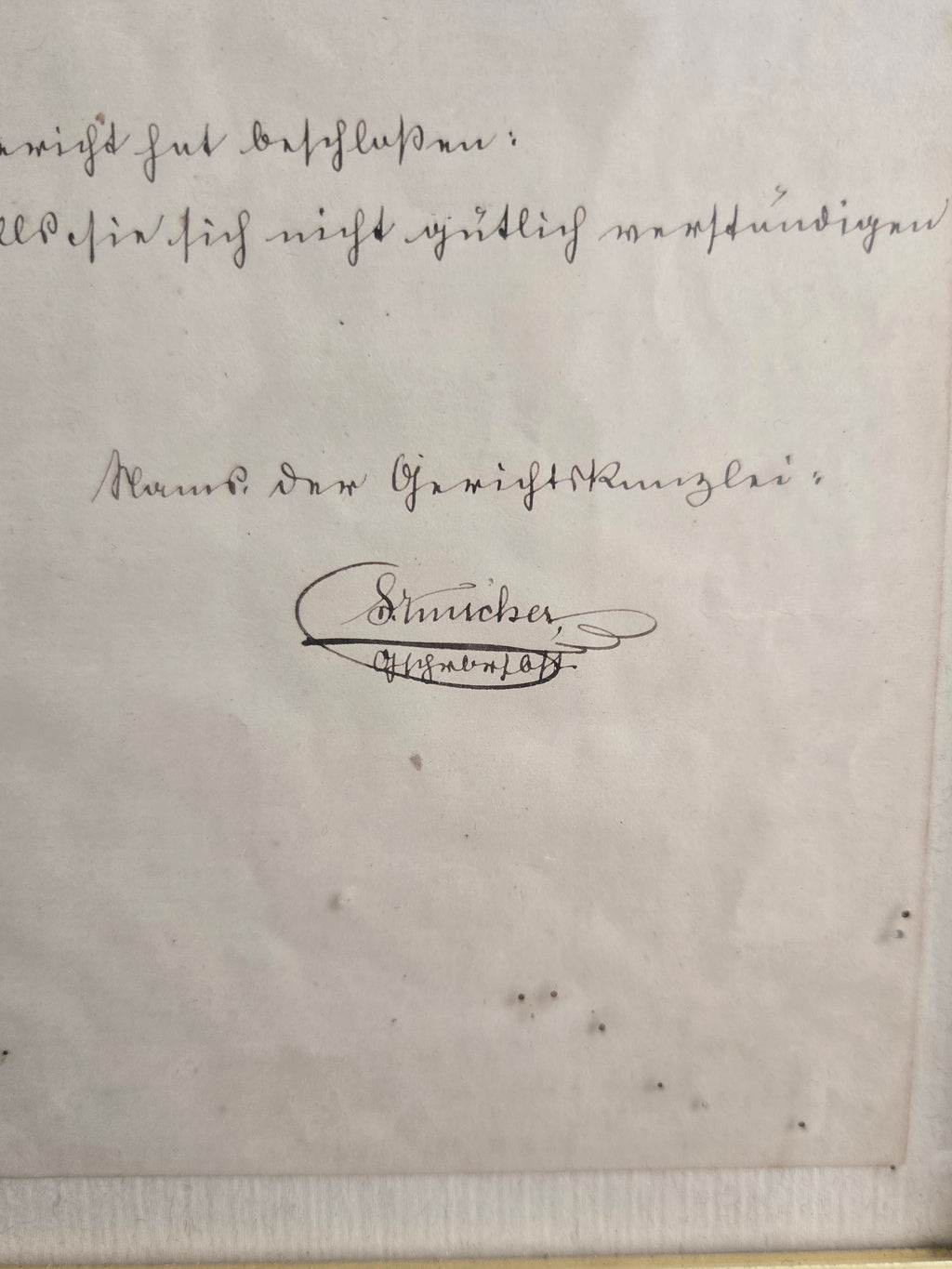 Gerichtskanzlei Kanton Zug Originalbrief 1875 Handgeschrieben Gerahmt