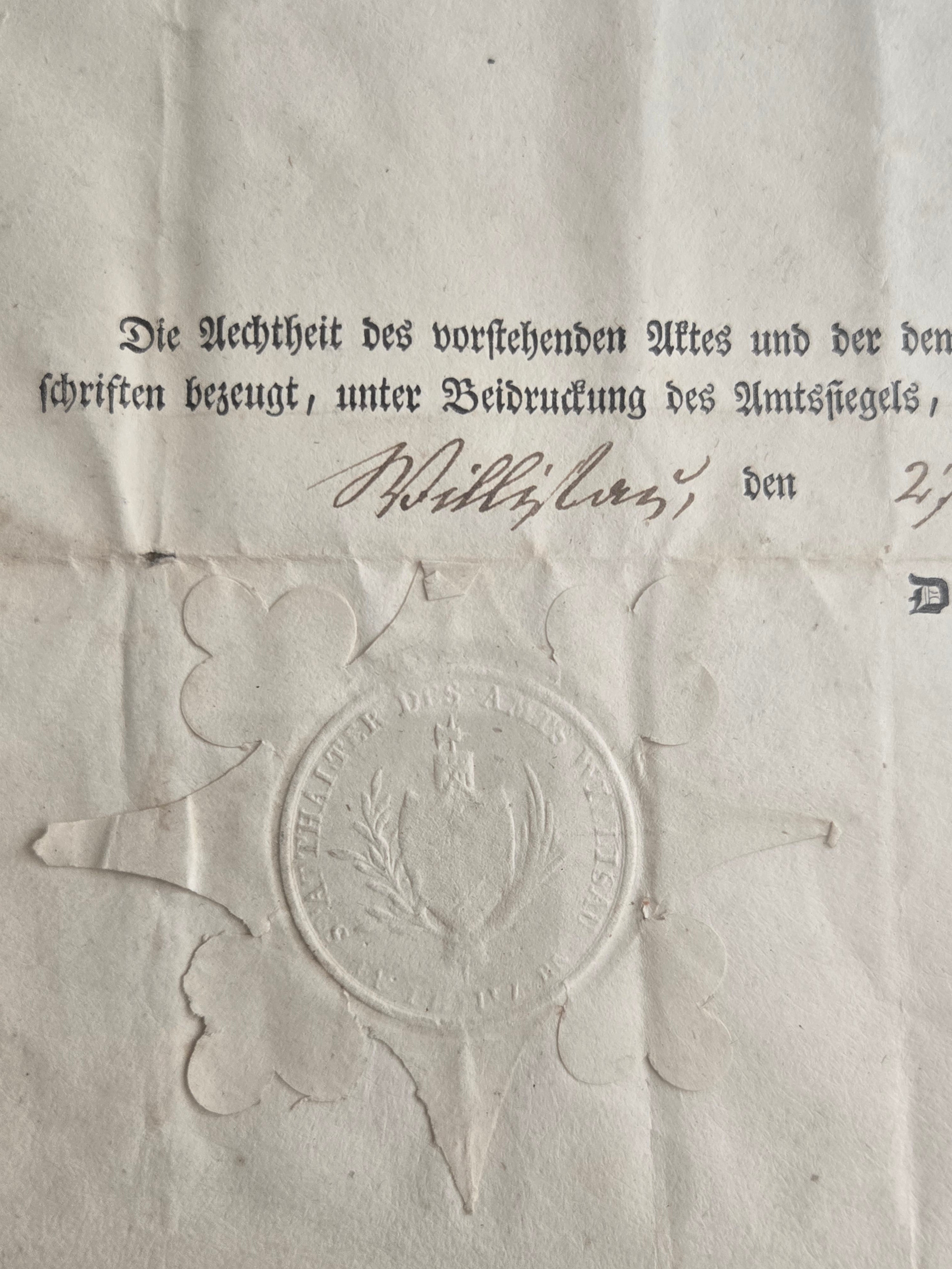 Heimathschein Luzern 1838 — Conrad Trübiffer