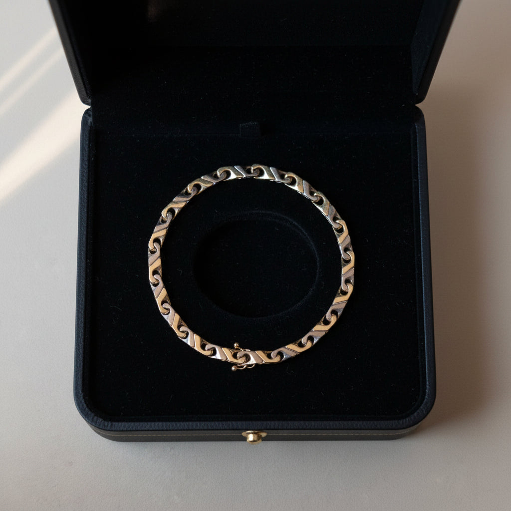 Goldarmband 18 Karat – Bicolor Gold – Gelbgold & Weißgold – 13,3g – Italienischer Stil
