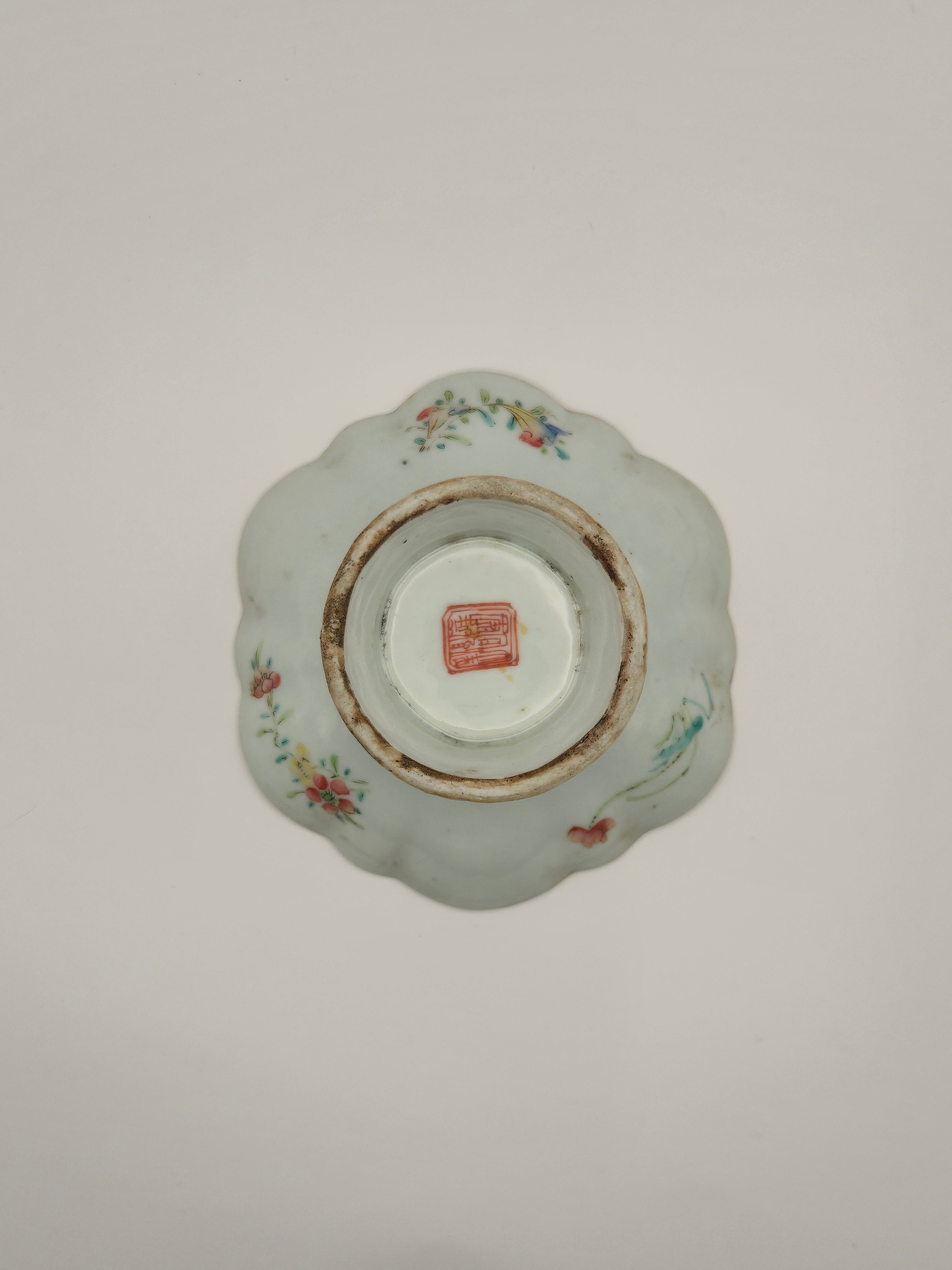 Chinesische Famille Rose Tazza Teller Drachen Turkis
