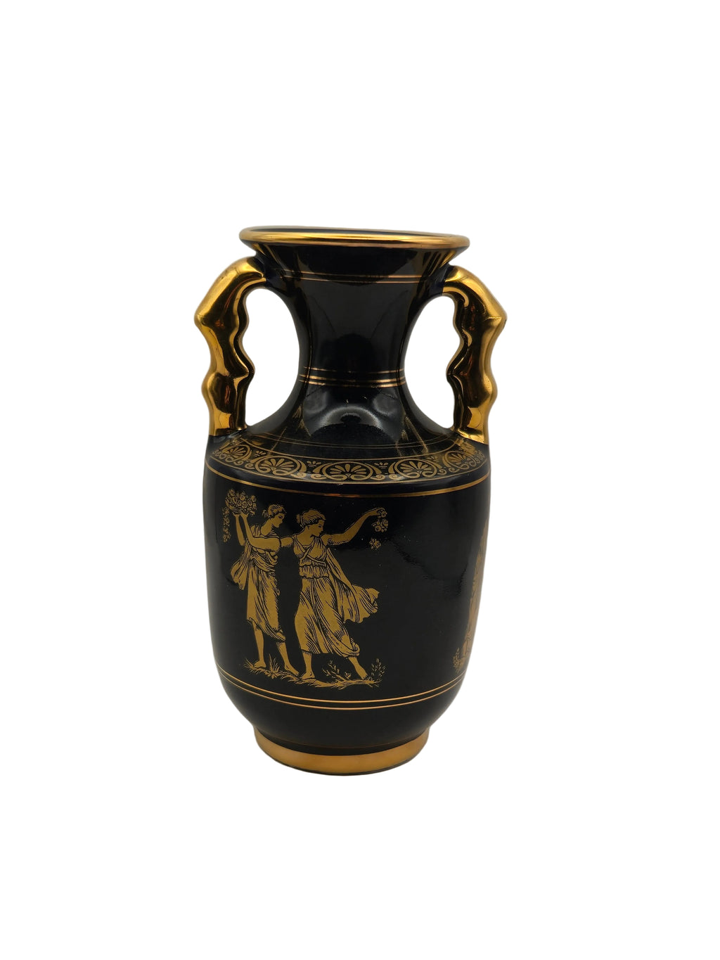 Manoysaris Keramik Vase Kobaltblau 24K Gold Griechenland
