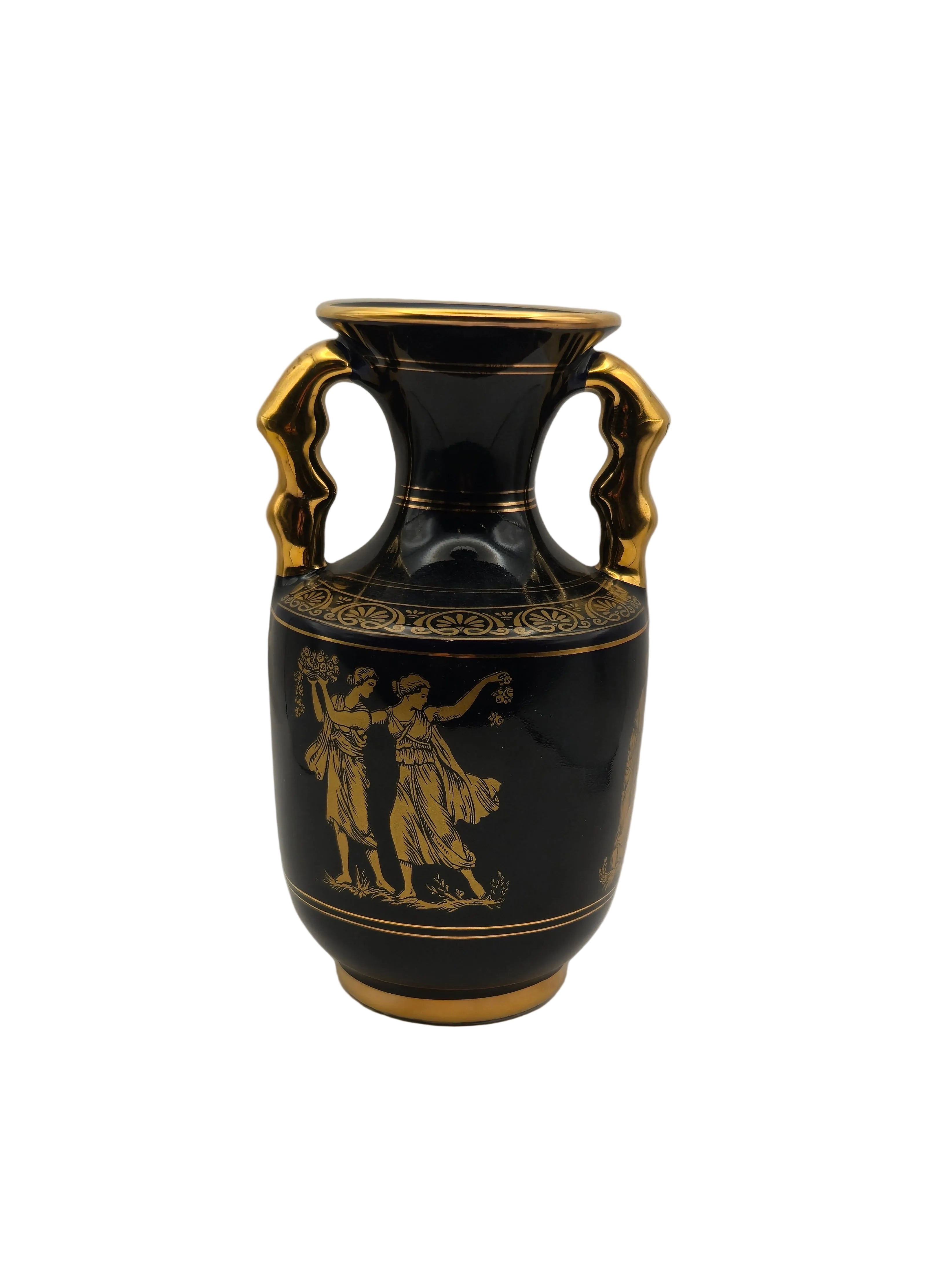 Manoysaris Keramik Vase Kobaltblau 24K Gold Griechenland
