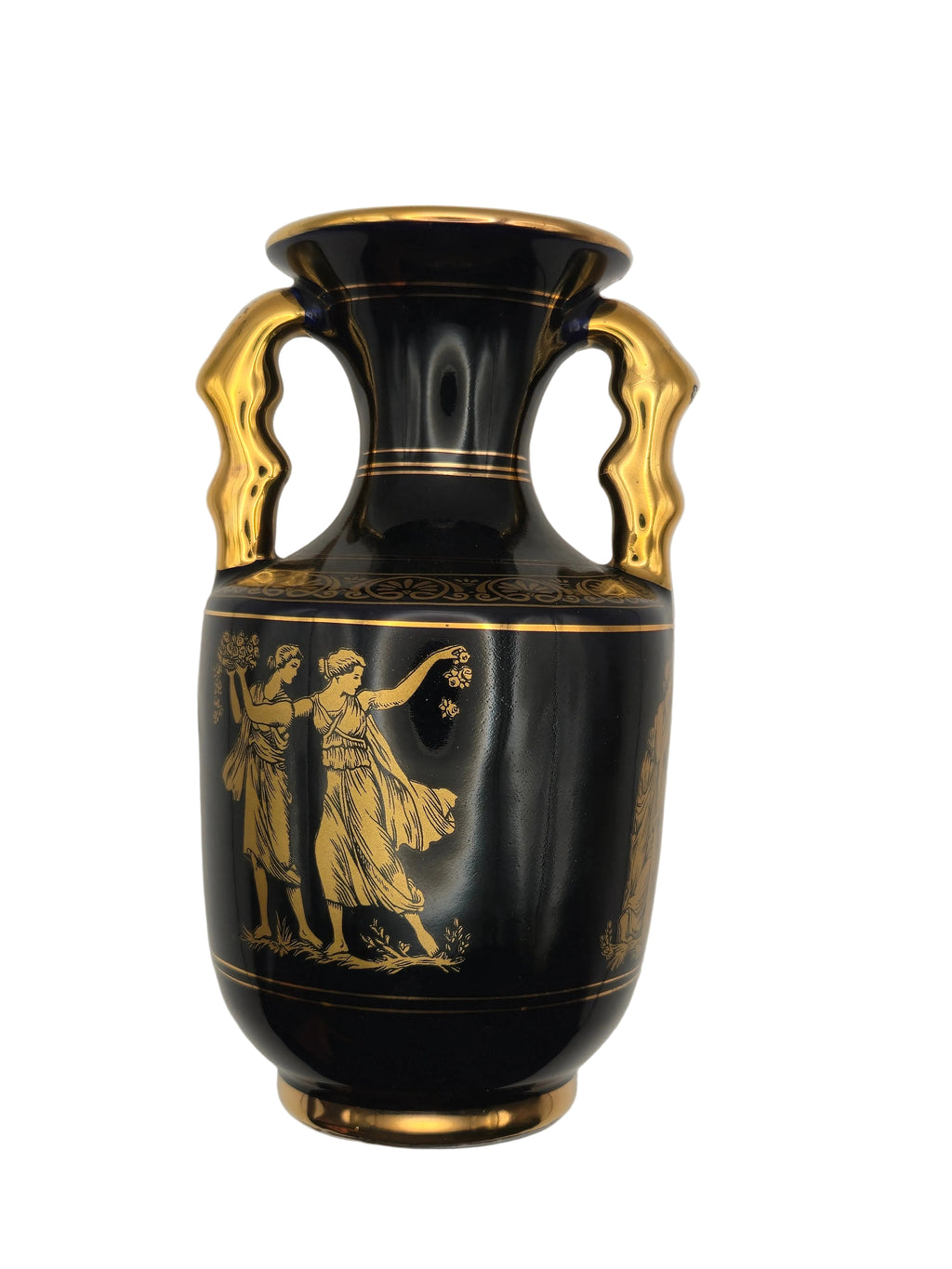 Manoysaris Keramik Vase Kobaltblau 24K Gold Griechenland
