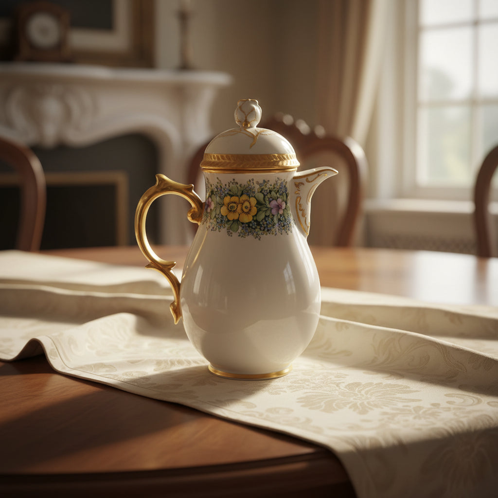 Fürstenberg Porzellan Kaffeekanne Blumendekor Gold