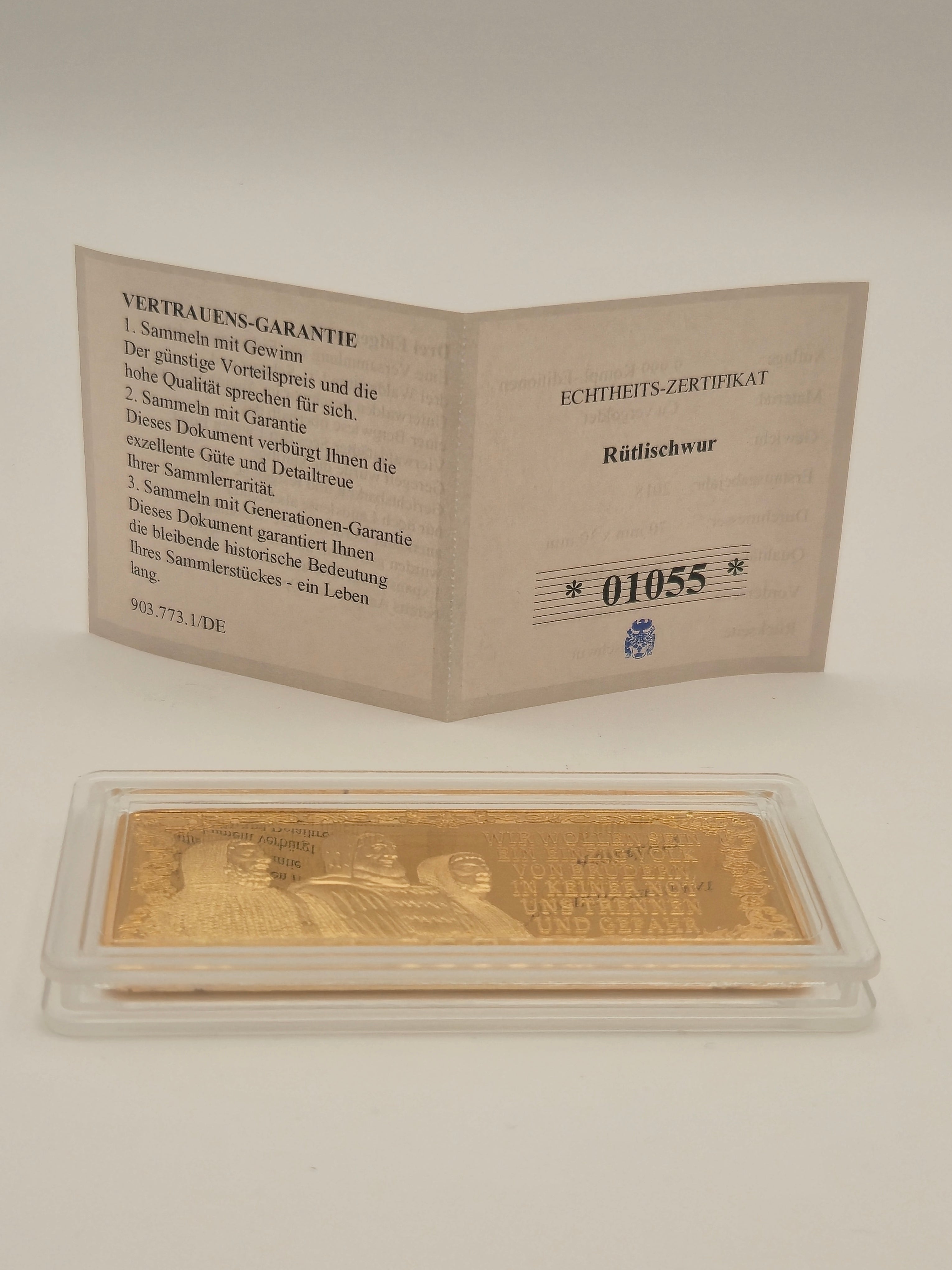 Goldbarren Drei Eidgenossen Rutlischwur Limitierte Edition 2018