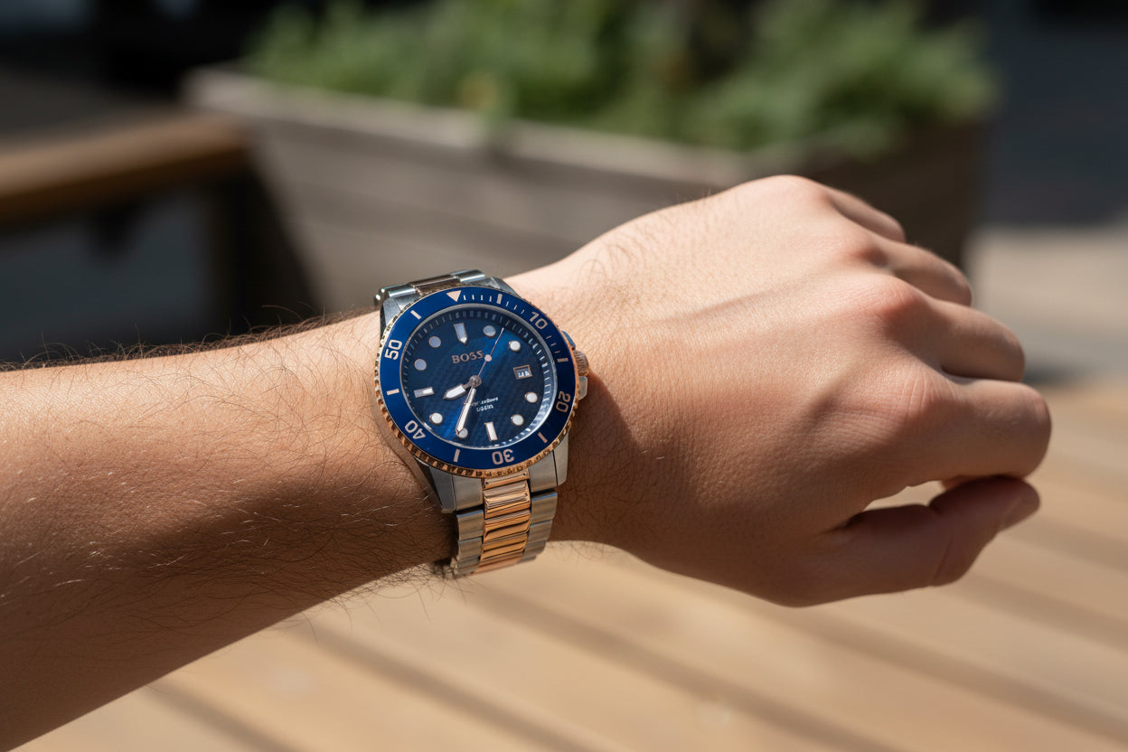 Hugo Boss Herrenuhr – Diver Blue Rosegold