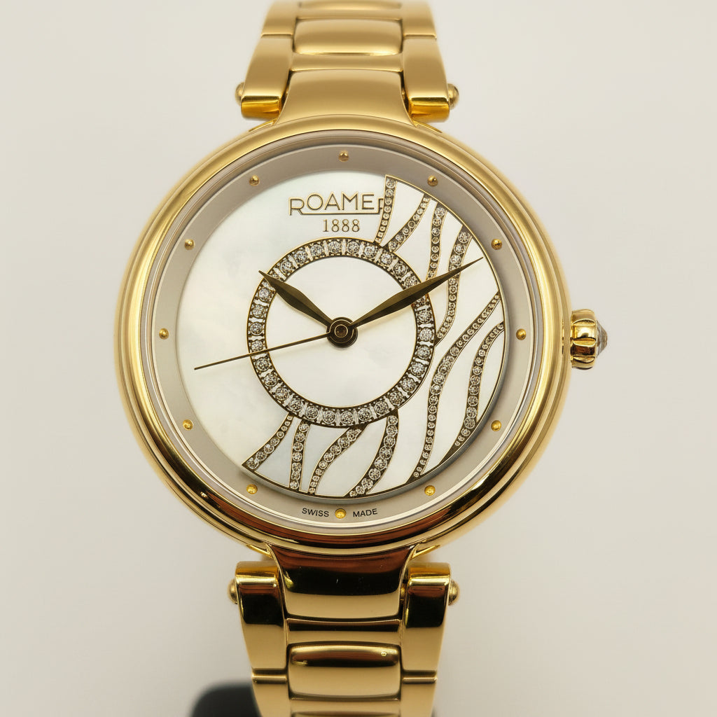 Roamer 1888 Damenuhr – Mother of Pearl – Kristall – Gold
