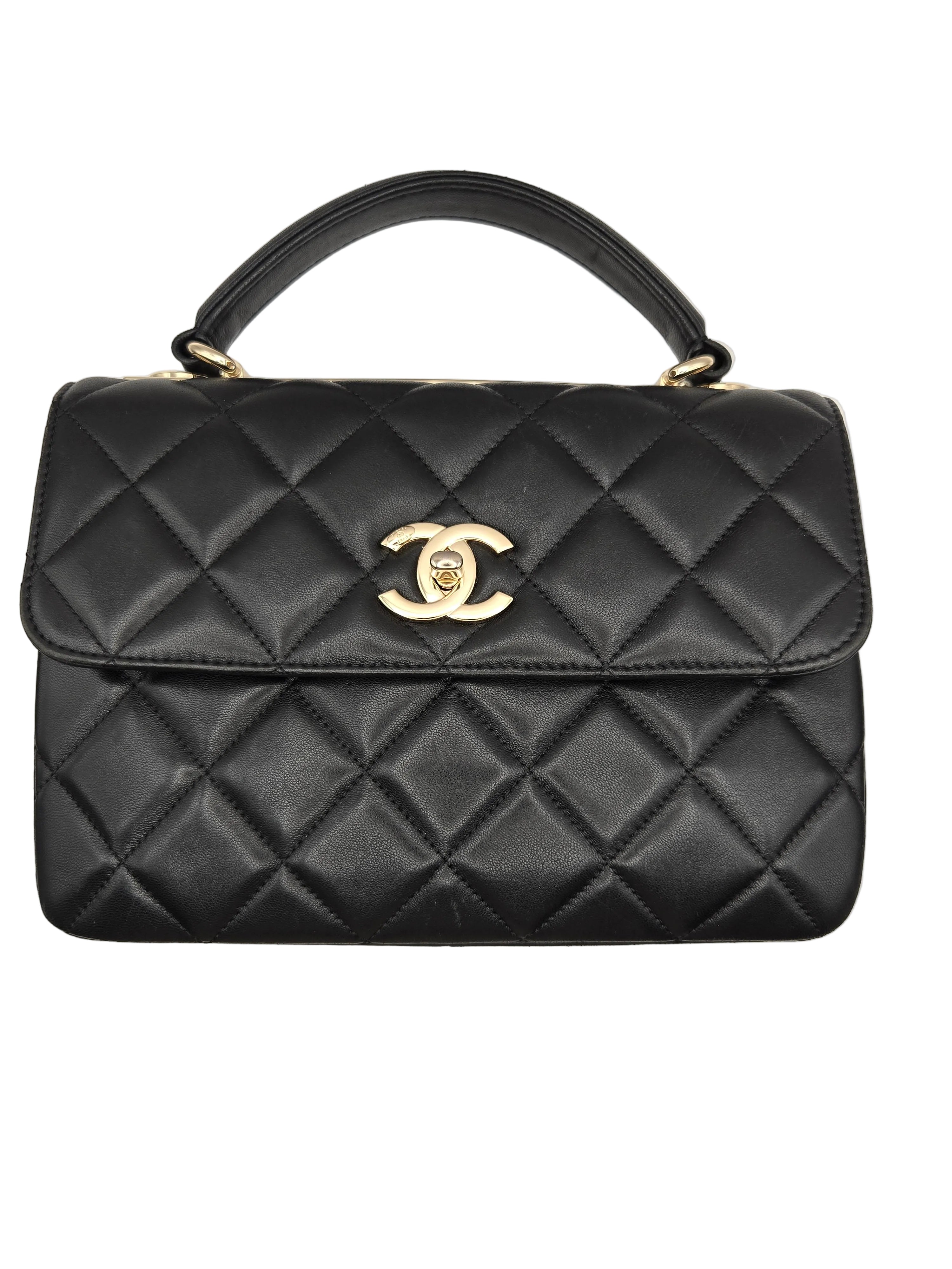 Chanel Trendy CC Top Handle Bag Schwarz Lammfell