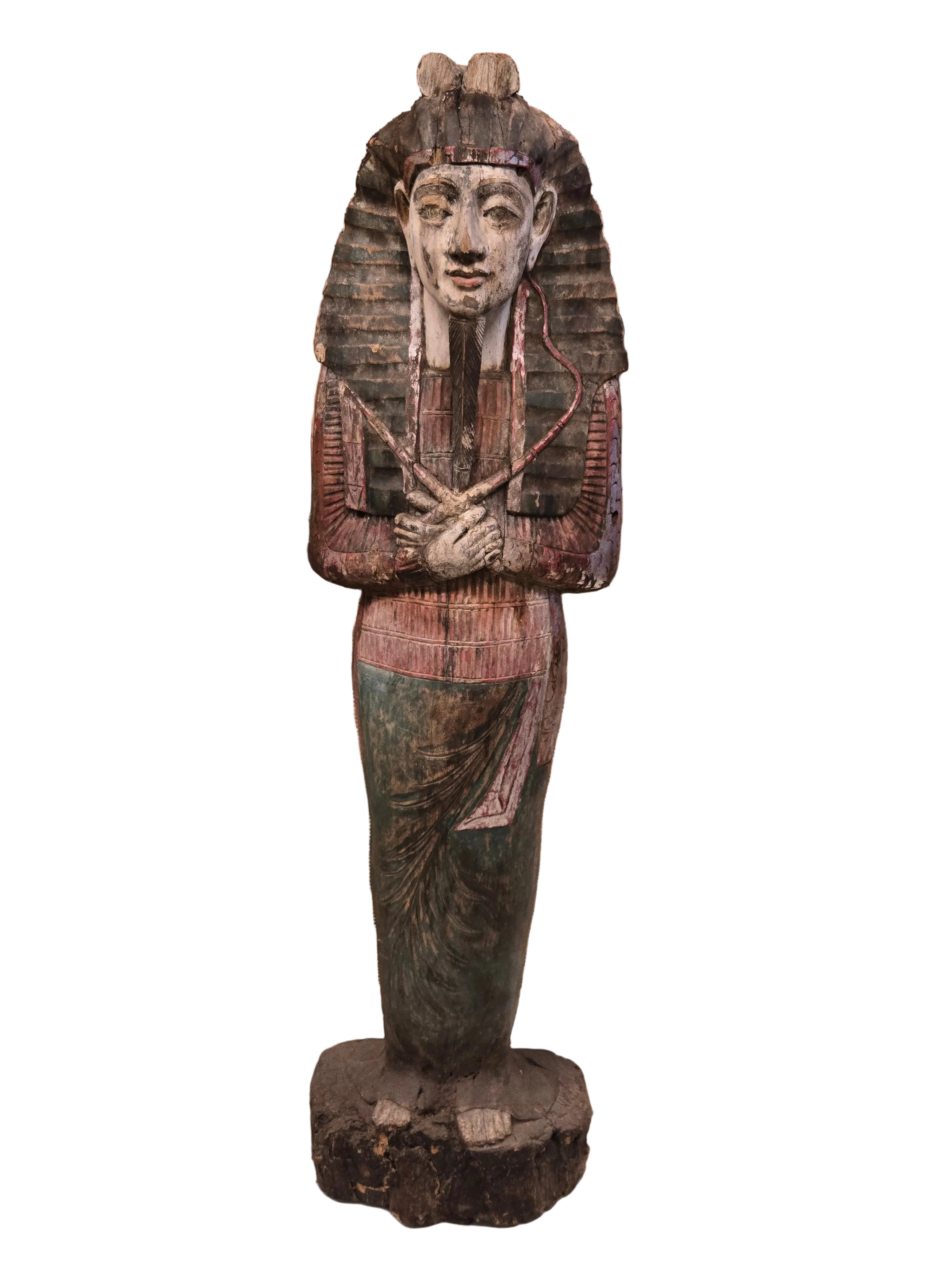 Grosse Ägyptische Pharao Holzfigur Mumienform — AKTUALISIERT