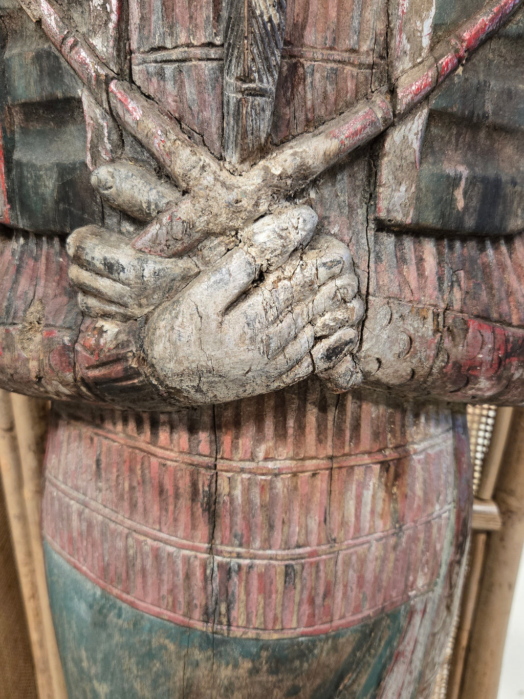 Grosse Ägyptische Pharao Holzfigur Mumienform — AKTUALISIERT