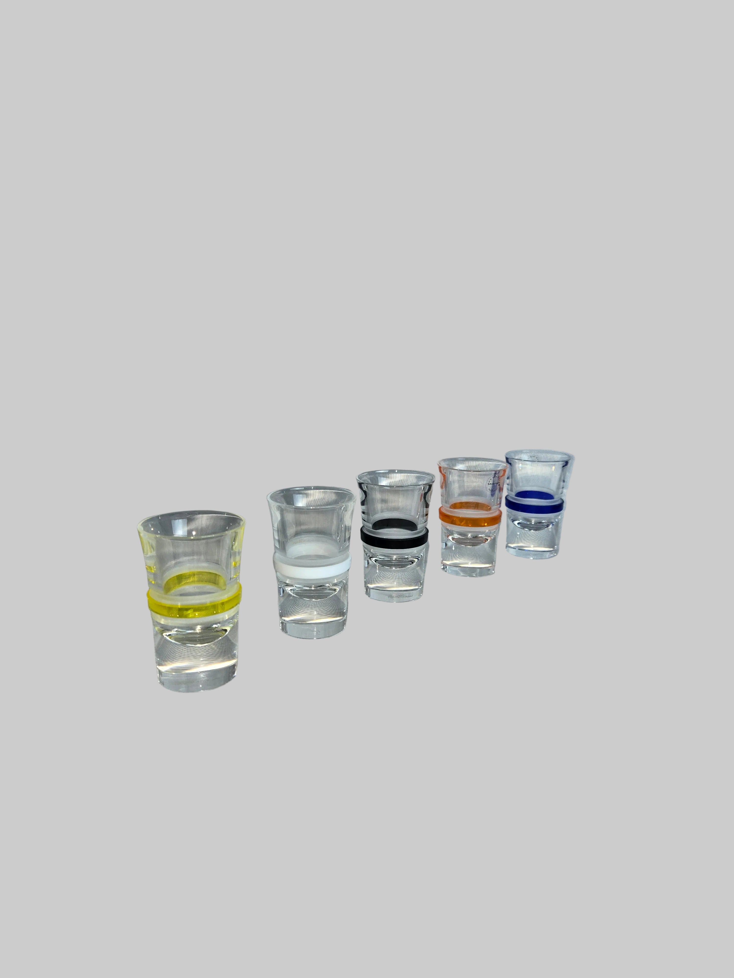 Talvia Schnapsgläser Set 5-teilig Farbige Ringe Klarglas