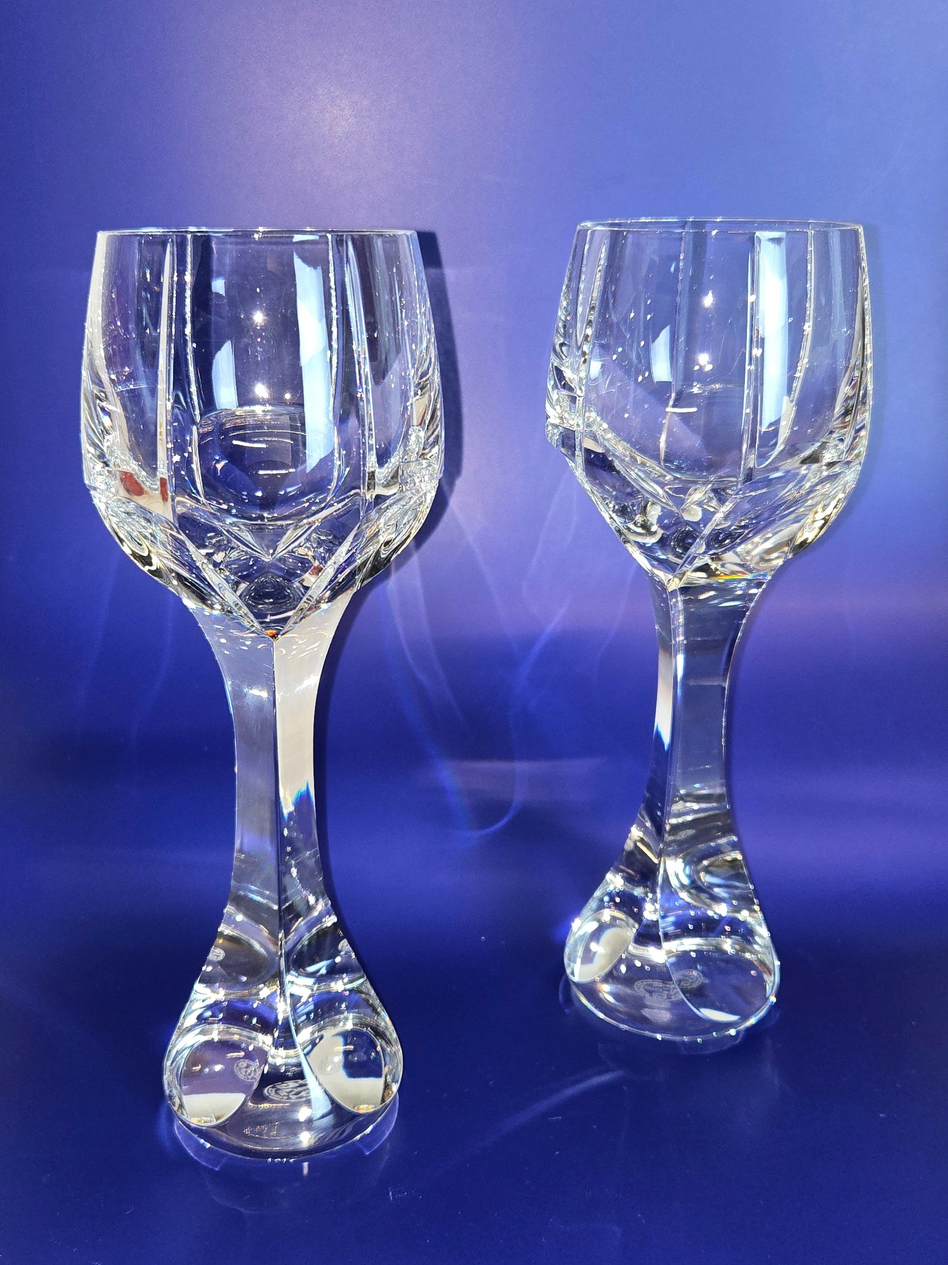 Cristal J.G. Durand "Vincennes" Weinkelche Paar Bleikristall Frankreich