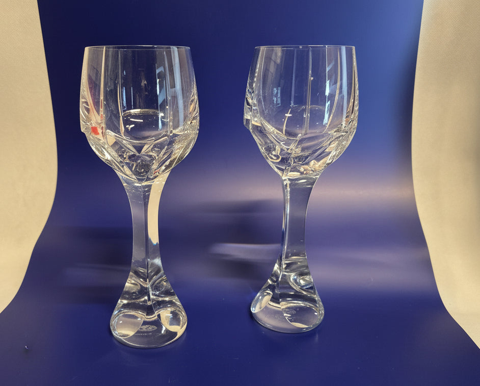 Cristal J.G. Durand "Vincennes" Weinkelche Paar Bleikristall Frankreich