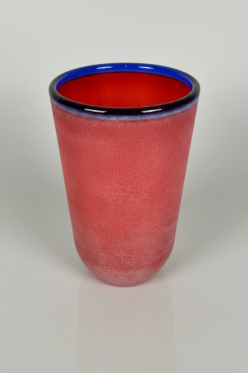 Franco Moretti Murano Satinato Vase Rot-Blau