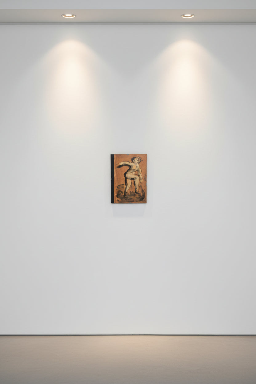 Aquarell Tanzende Figur Expressiv Ocker-Braun 1996