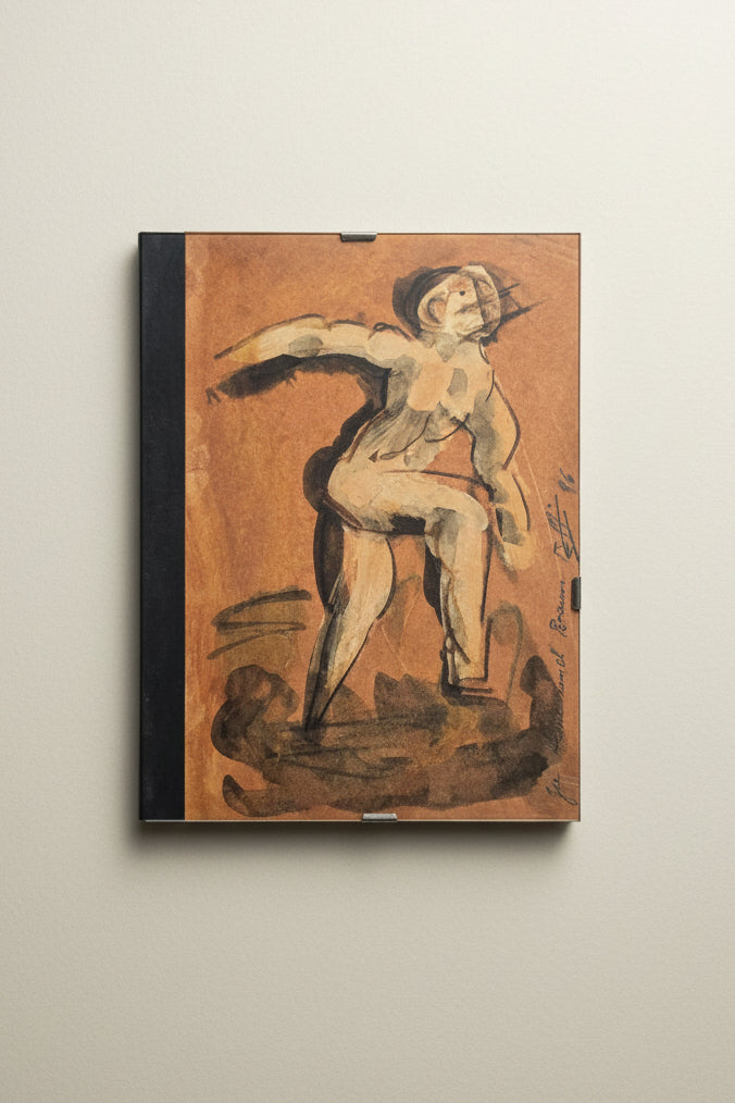 Aquarell Tanzende Figur Expressiv Ocker-Braun 1996