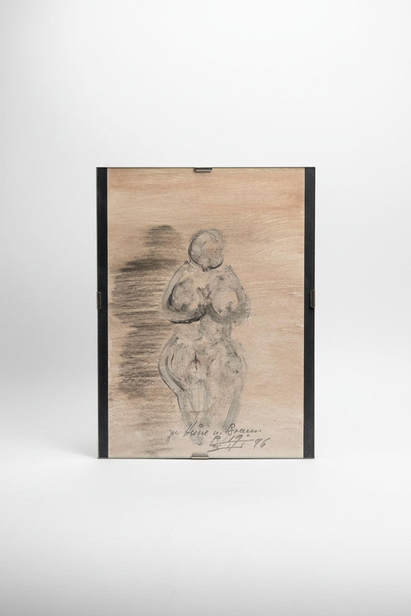 Kohlezeichnung / Bleistift Weiblicher Akt Stehend — Venus-Figur 1996