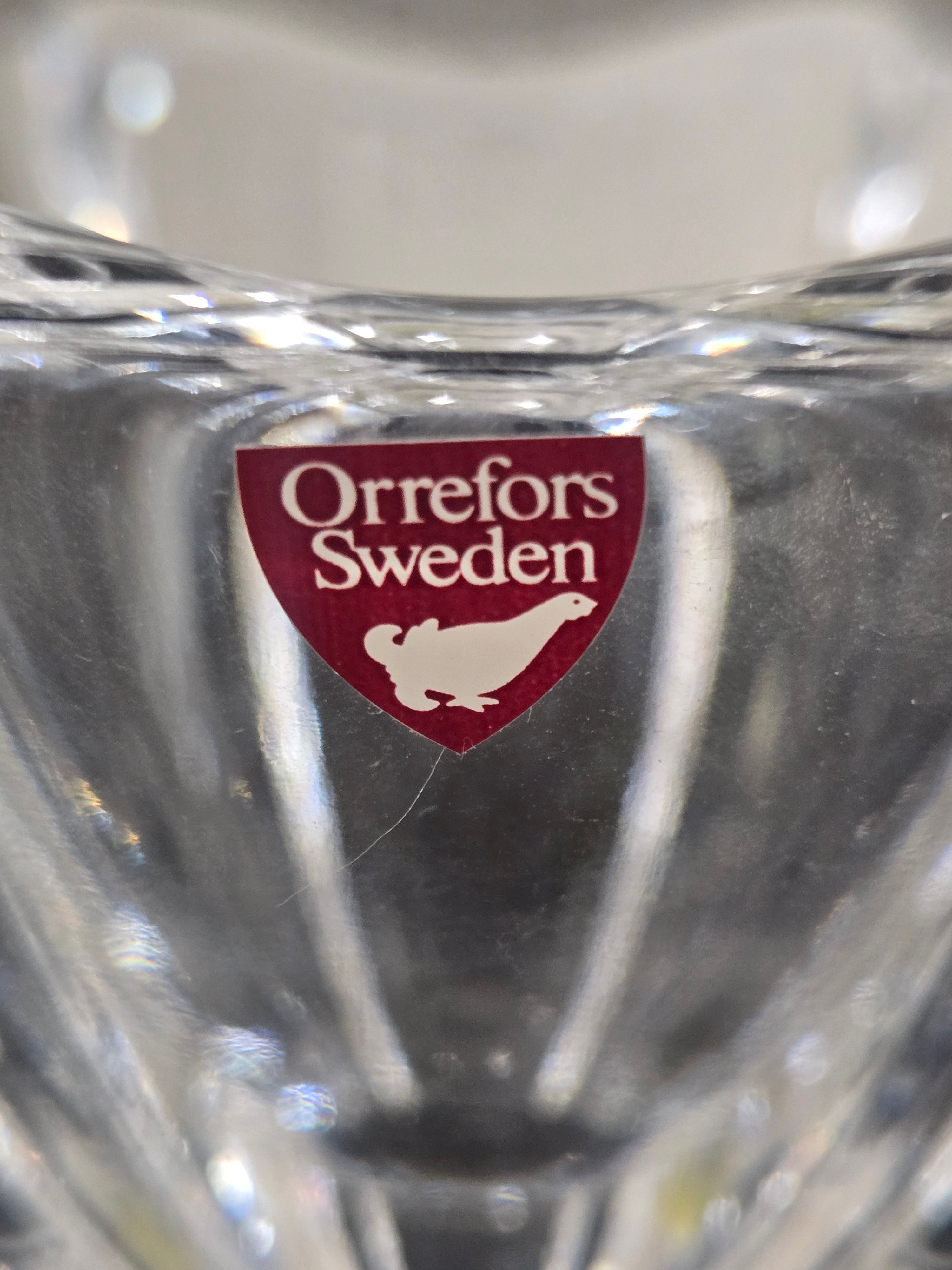Orrefors Sweden Kristallschale Vattenfall Ringhalsverket Gravur