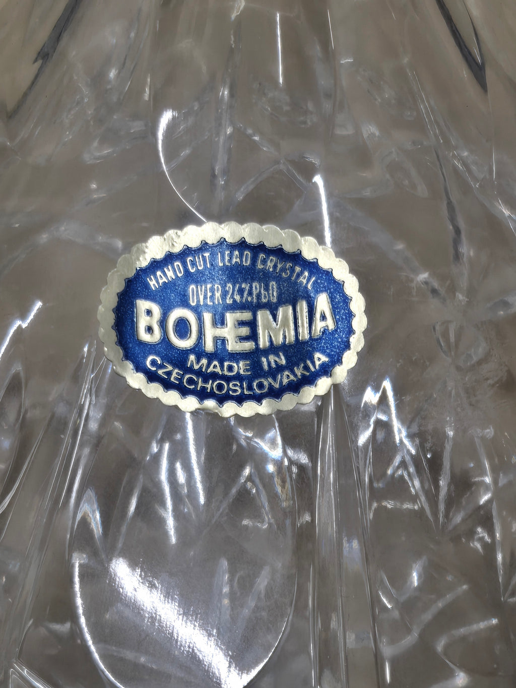 Bohemia Kristall Weinkaraffe Handgeschliffen 24% PbO Czechoslovakia