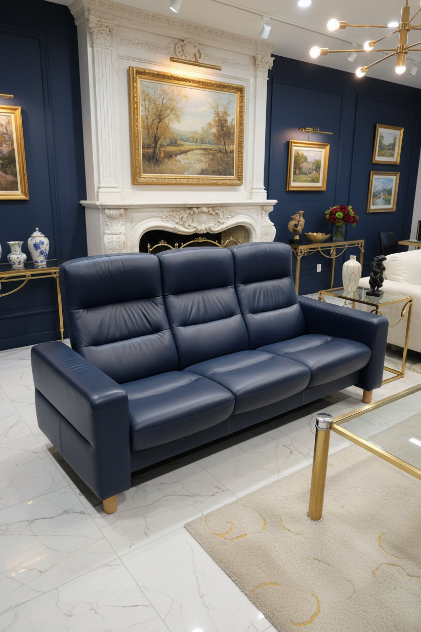 Stressless 3-Sitzer Ledersofa – Marineblau, Ekornes