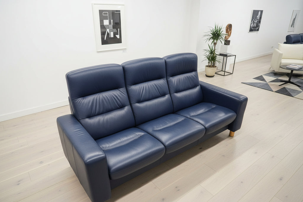 Stressless 3-Sitzer Ledersofa – Marineblau, Ekornes