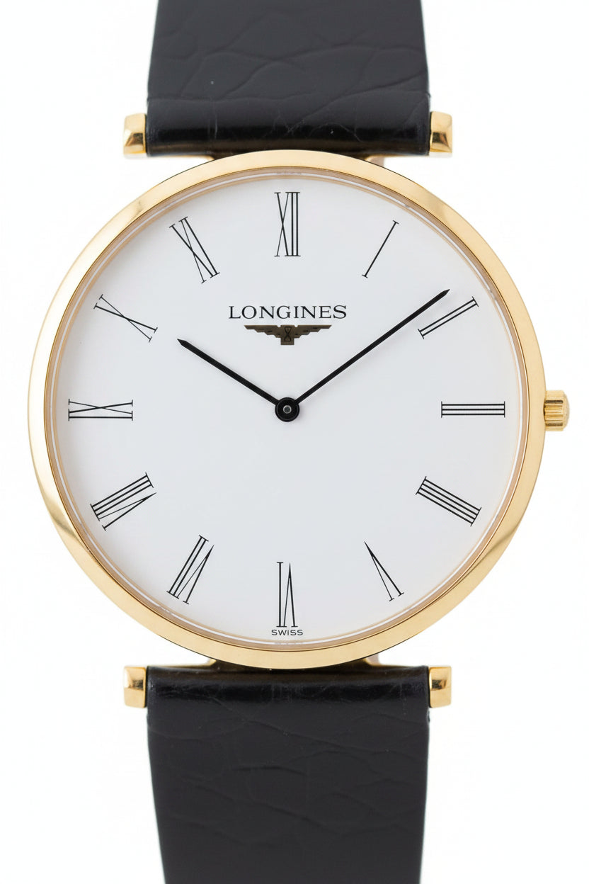 Longines La Grande Classique – Herrenuhr – Gelbgold PVD – Schwarzes Lederband – Swiss Made – Mit Originalbox