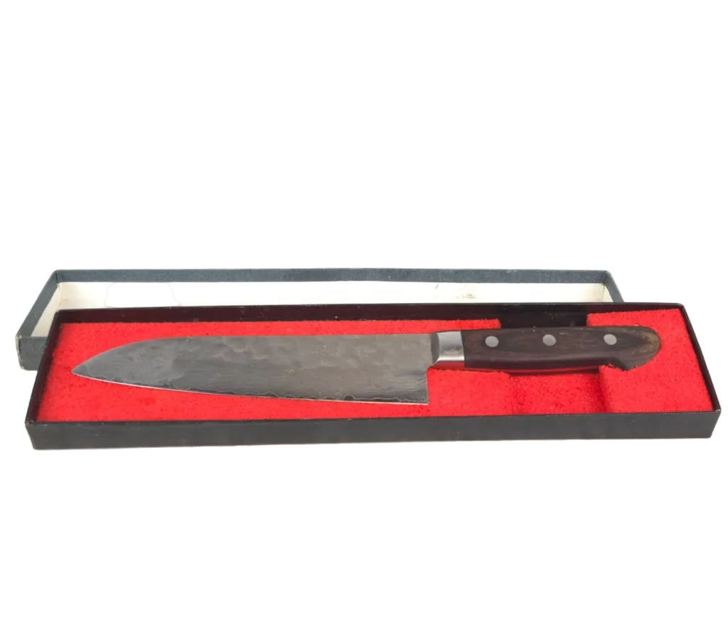 Japanisches Damast-Küchenmesser – Santoku – Handgehämmert – Hergestellt in Japan