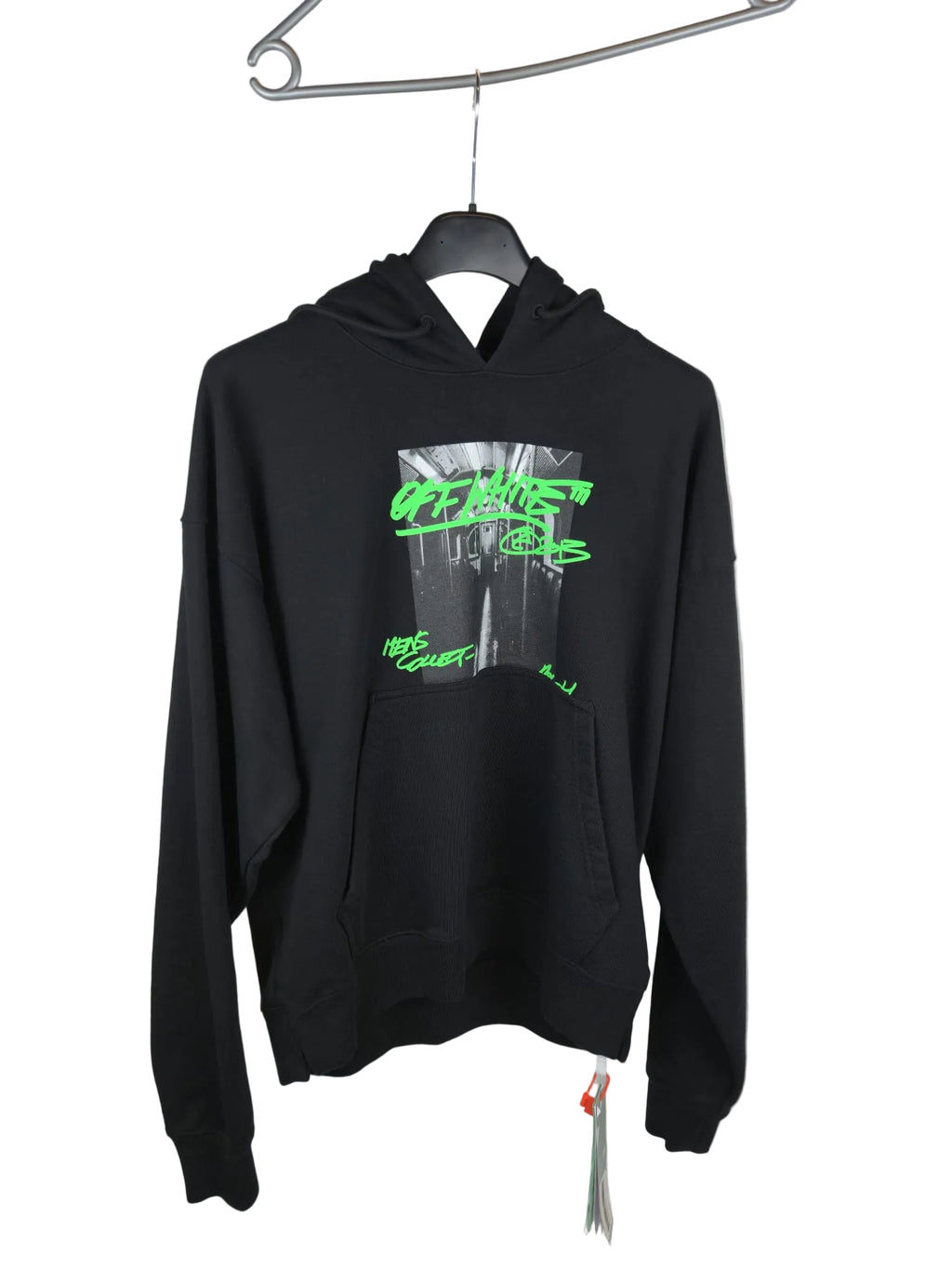 Off-White c/o Virgil Abloh Hoodie – NEU – Schwarz – Neongrün Print – Herrenkollektion – Original Hangtag