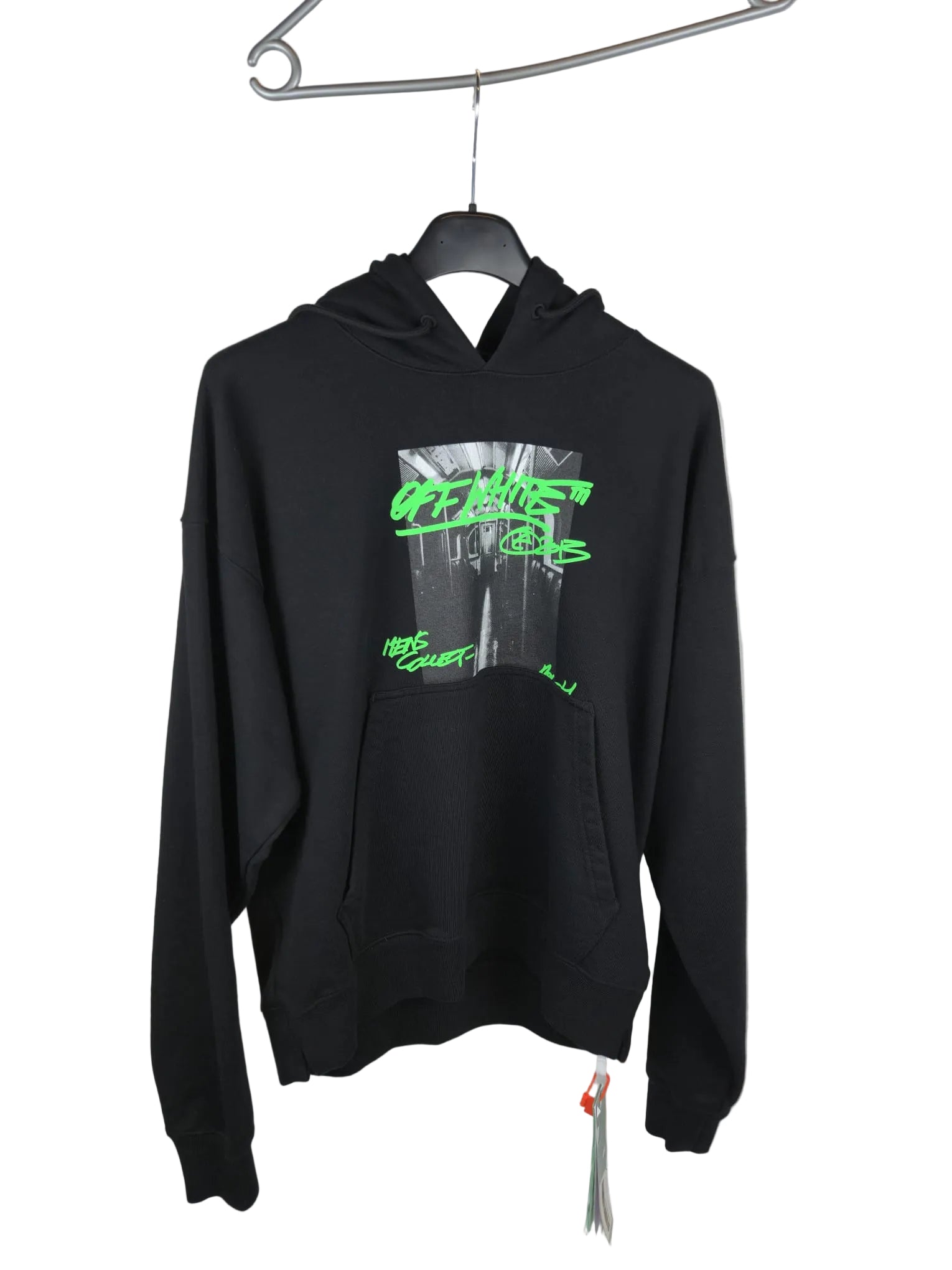 Off-White c/o Virgil Abloh Hoodie – NEU – Schwarz – Neongrün Print – Mens Collection – Original Hangtag