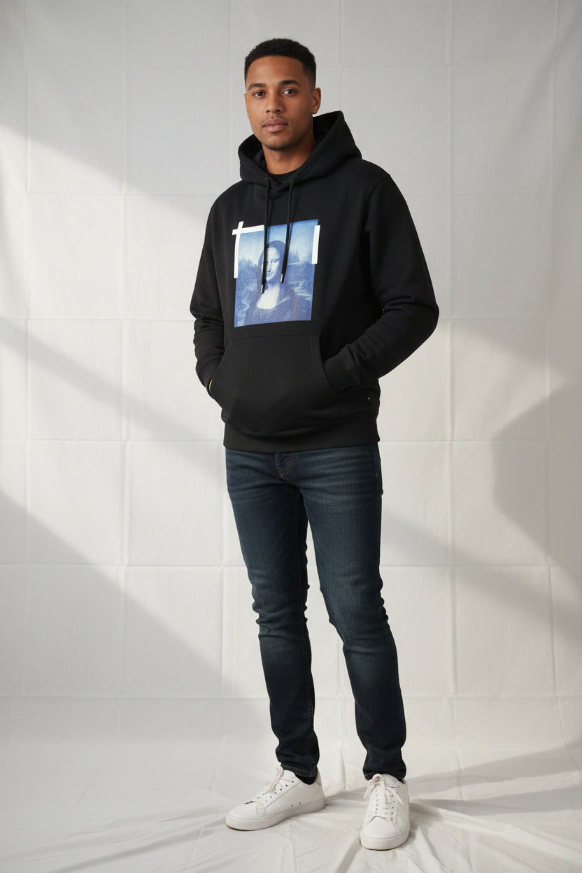 Off-White™ Hoodie „Mona Lisa" – NEU – Schwarz/Blau – PERMANENT Collection – Größe L – Original Hangtag