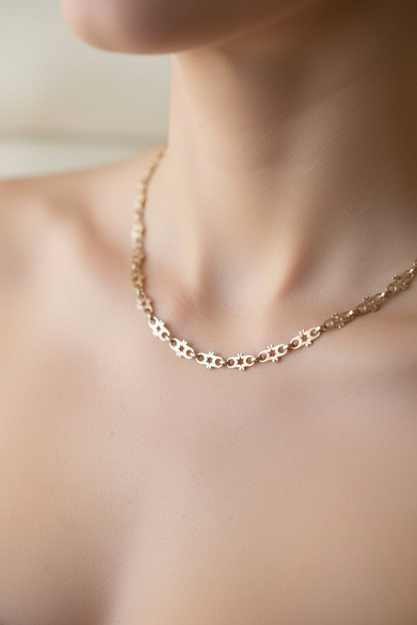 Antike Goldkette – Barocke Ornamentglieder – Vintage Collier – Gelbgold – Handgefertigt