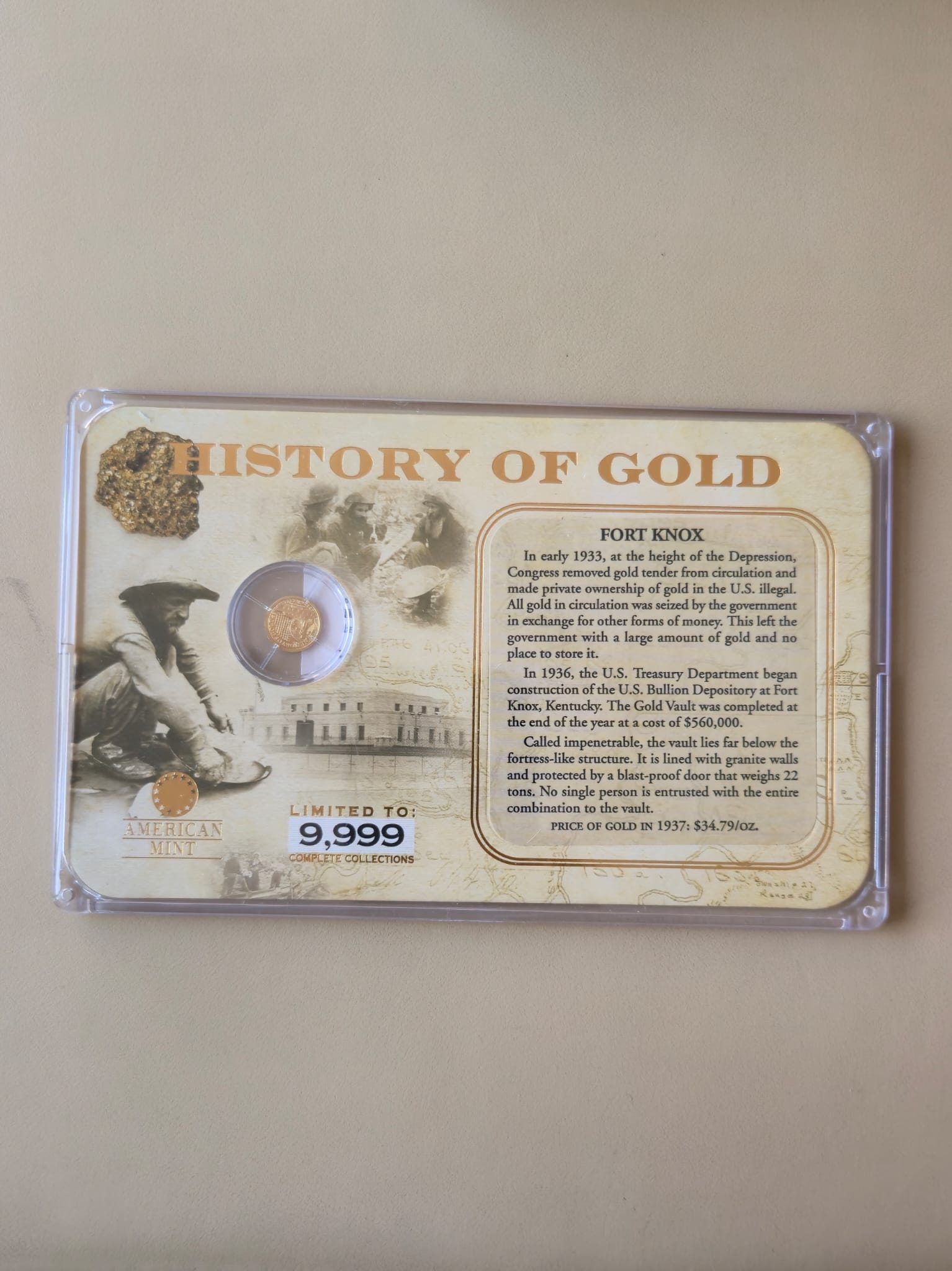 Goldmünze Fort Knox – 0,5g Gold 585 – American Mint – Limited Edition 9.999 – History of Gold Set