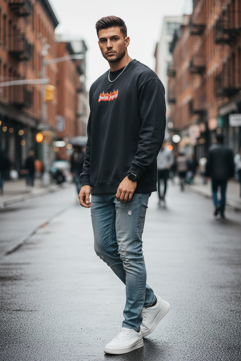 Palm Angels Longsleeve On Fire Logo