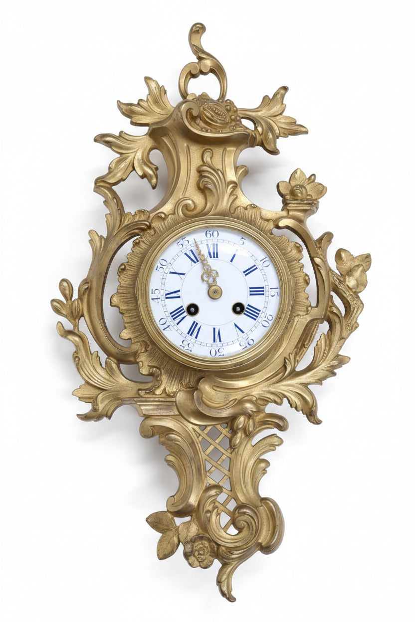 Antike Französische Bronze Cartel Wanduhr – Louis XV Rokoko
