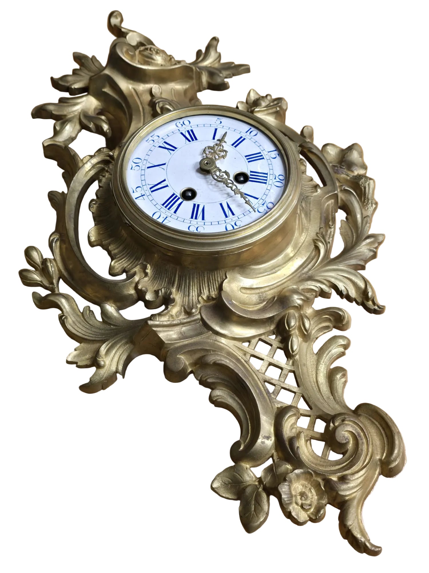 Antike Französische Bronze Cartel Wanduhr – Louis XV Rokoko