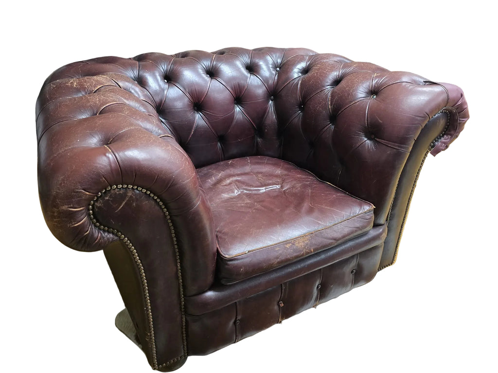 Vintage Chesterfield Ledersessel – Bordeaux