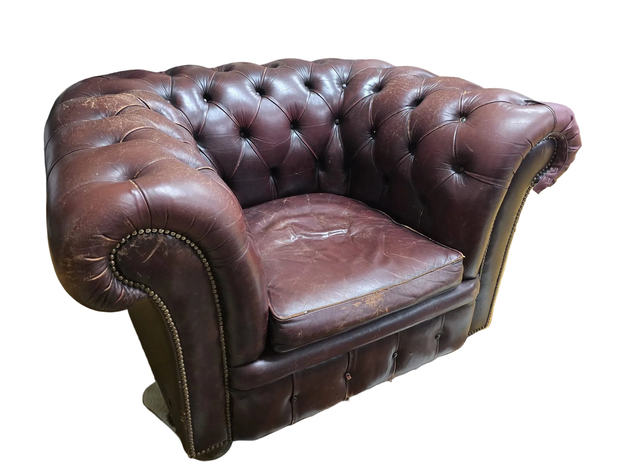 Vintage Chesterfield Ledersessel – Bordeaux