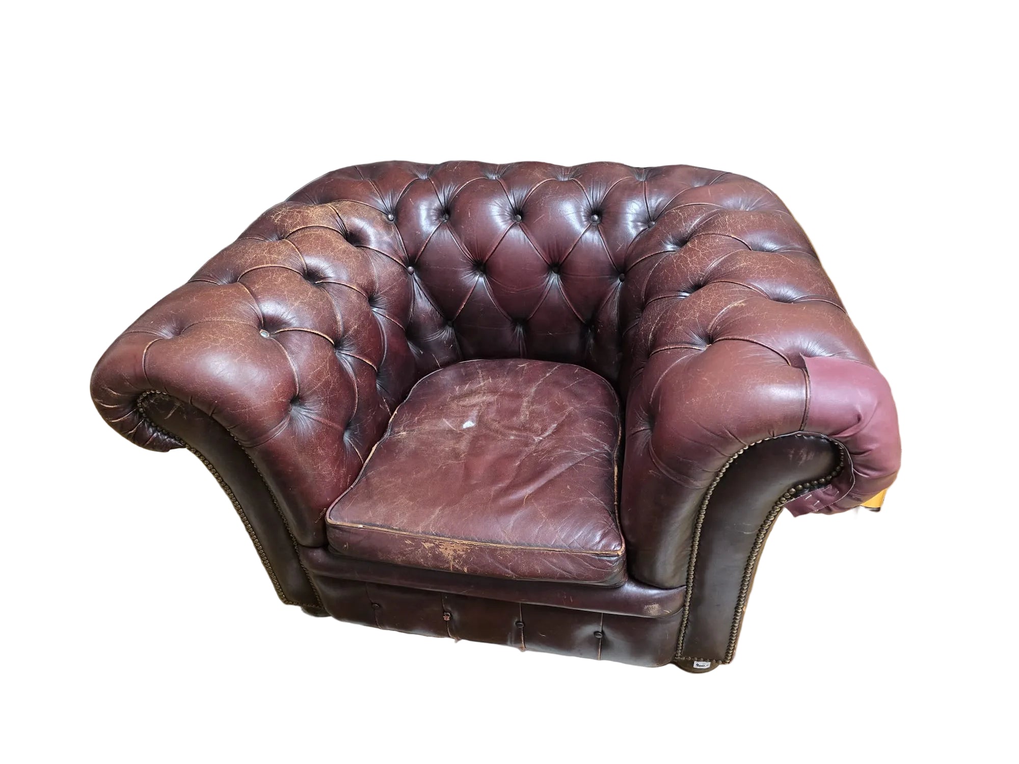 Vintage Chesterfield Ledersessel – Bordeaux