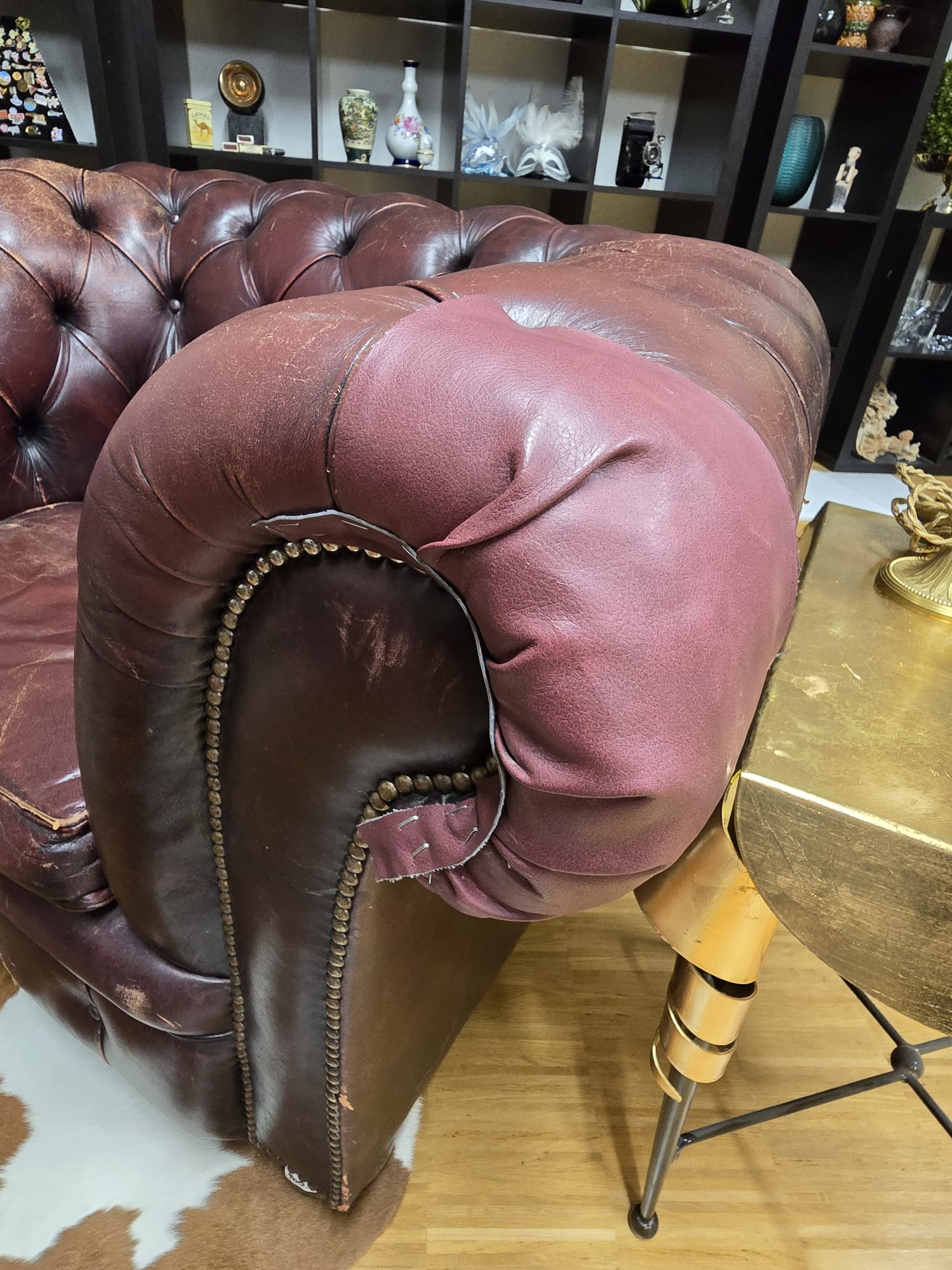 Vintage Chesterfield Ledersessel – Bordeaux