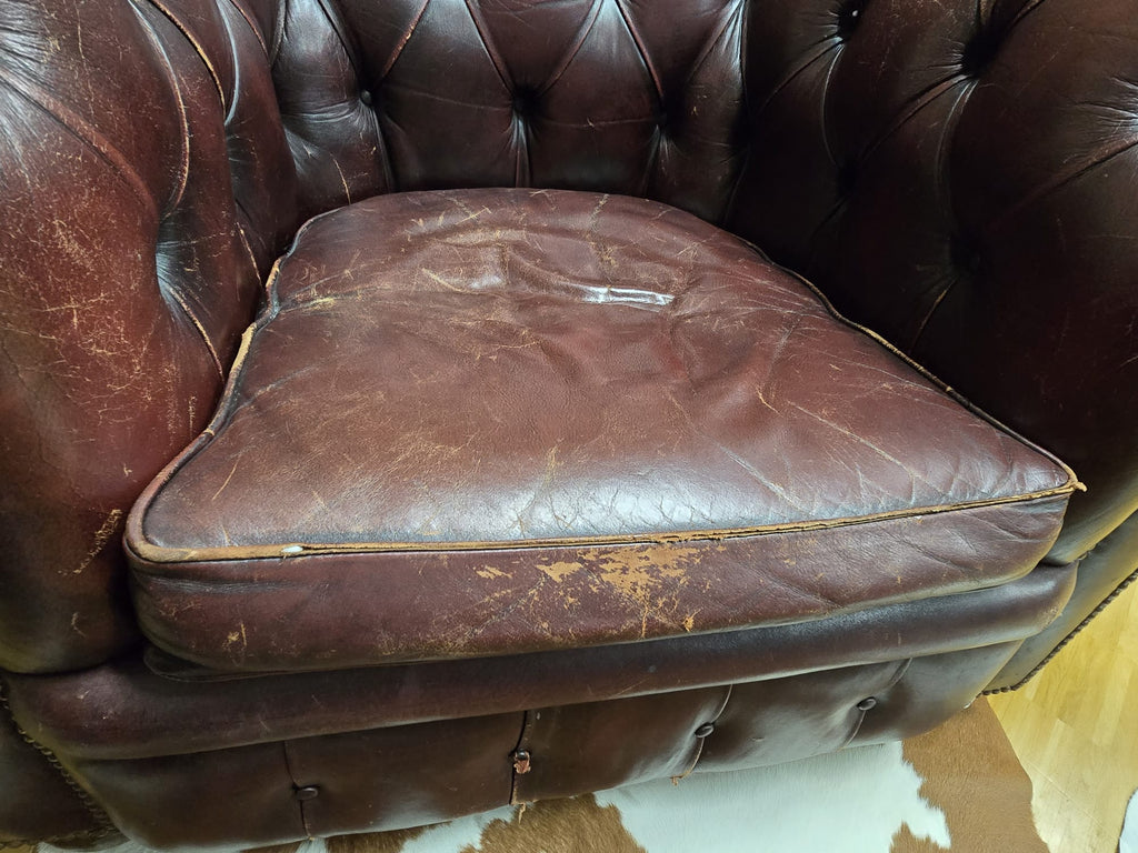 Vintage Chesterfield Ledersessel – Bordeaux