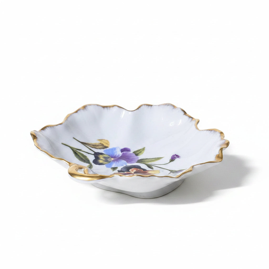 Bernardaud & Co Limoges Blattschale Stiefmutterchen Gold