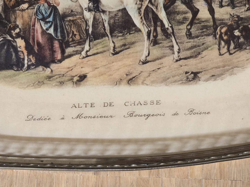 Antikes Serviertablett Alte de Chasse Jagdmotiv Frankreich