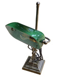 Banker Schreibtischlampe Messing Grun Glas Vintage