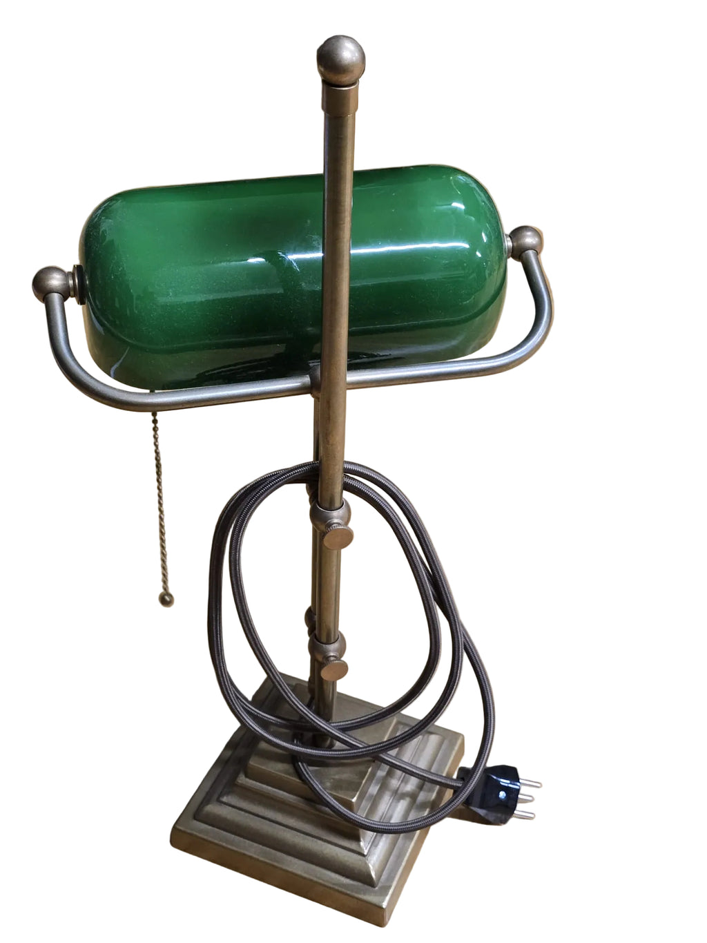 Banker Schreibtischlampe Messing Grun Glas Vintage
